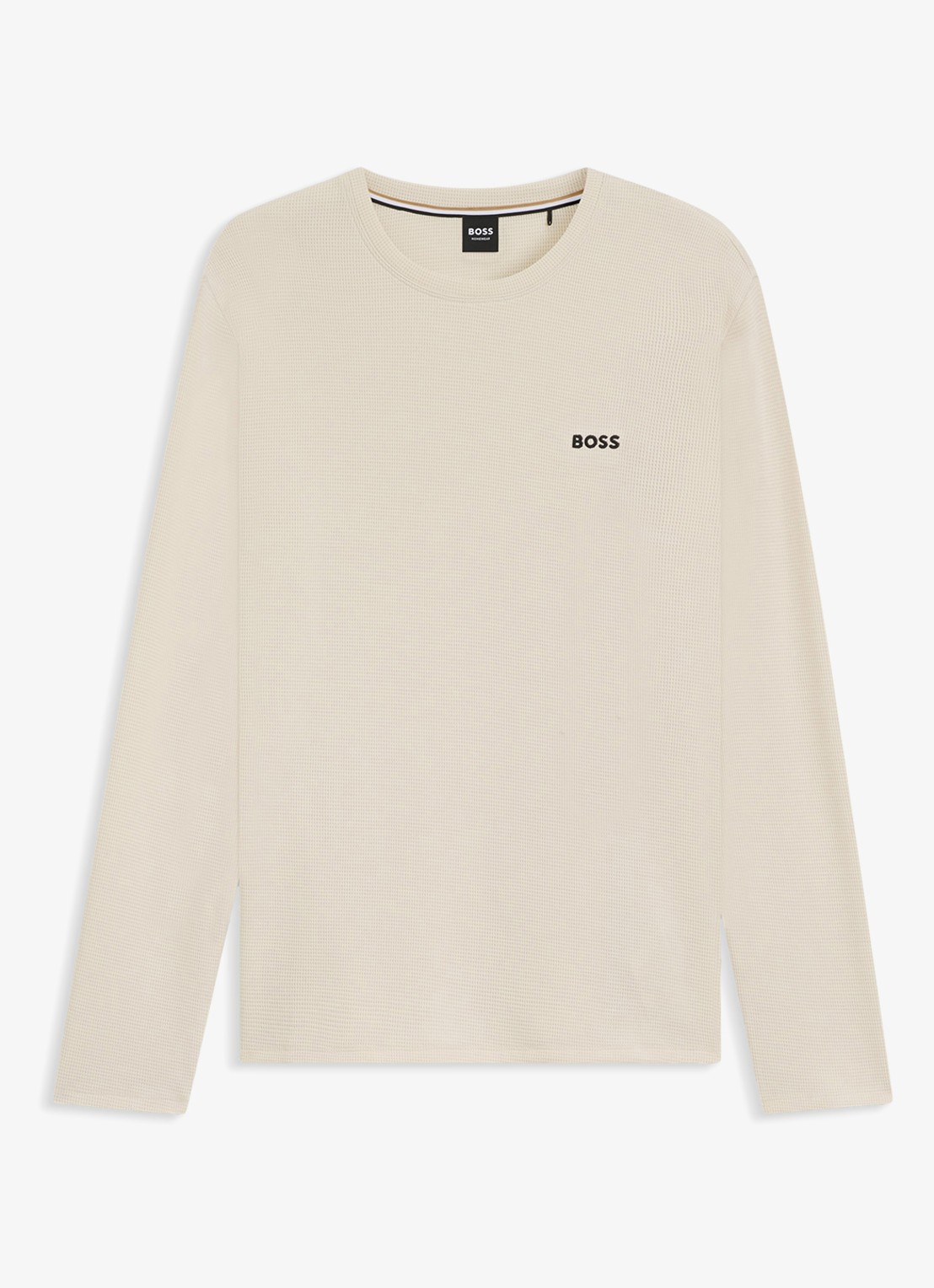 BOSS Pyjamatop met structuur en logo - voorkant 2 beige