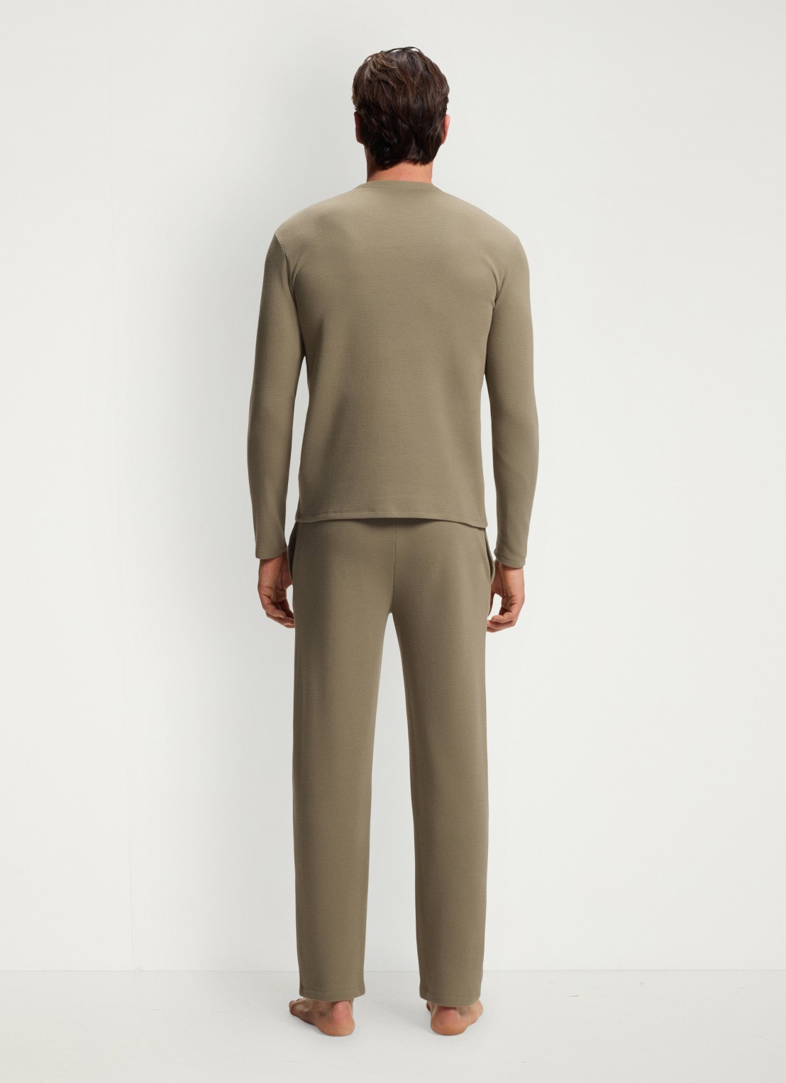 BOSS Pyjamatop met structuur en logo - achterkant 3 bruin