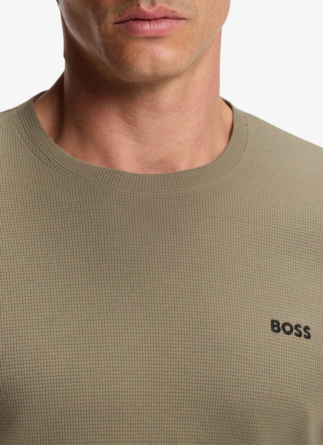 BOSS Pyjamatop met structuur en logo - detail 2 bruin