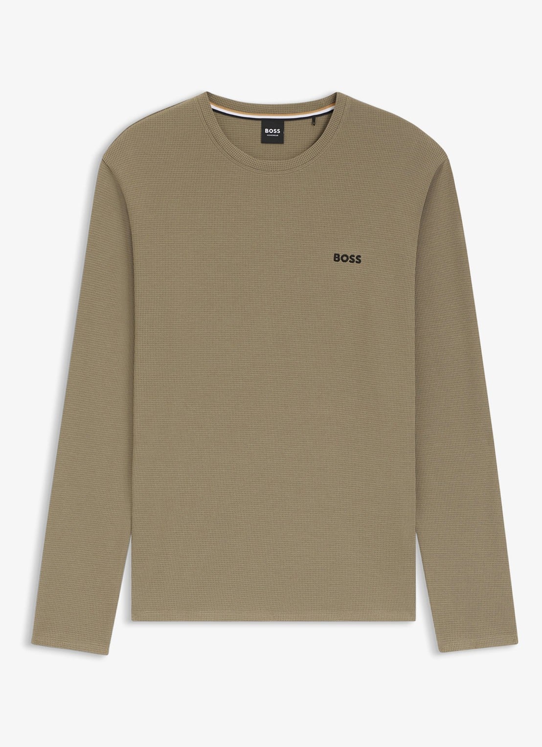 BOSS Pyjamatop met structuur en logo - voorkant 4 bruin