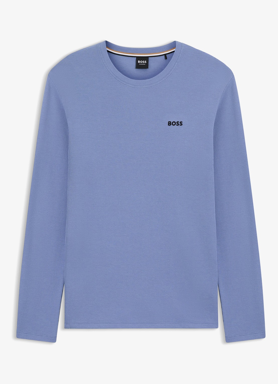 BOSS Pyjamatop met structuur en logo - voorkant lichtblauw