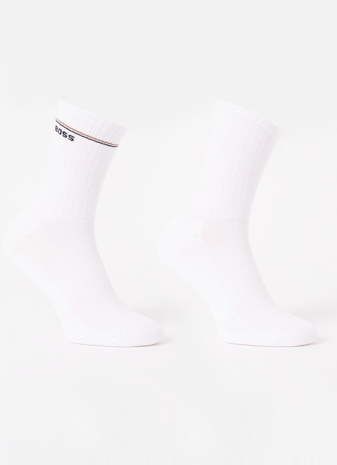 BOSS QS Iconic sokken met logo in 2-pack - voorkant 2 wit