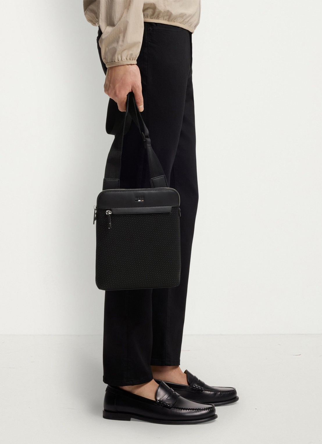 BOSS Ray_MP_Envelope crossbodytas met logoprint - detail 2 black-001 / zwart