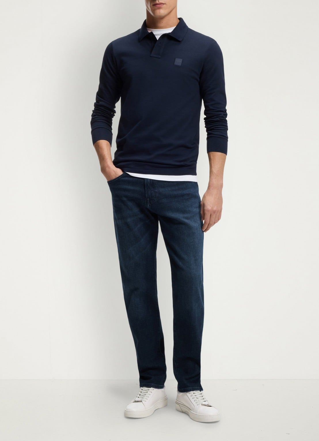 BOSS Re.Maine regular fit jeans met donkere wassing - voorkant 6 donkerblauw