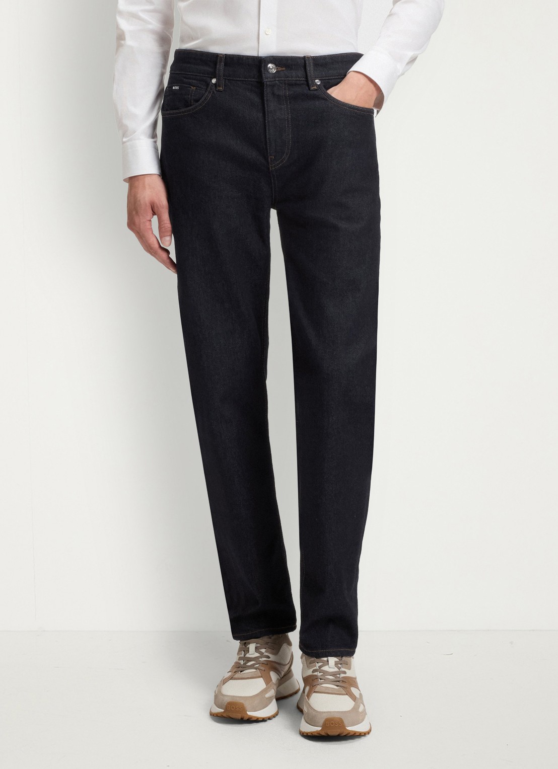 BOSS Re.Maine straight leg jeans met donkere wassing - detail 3 indigo