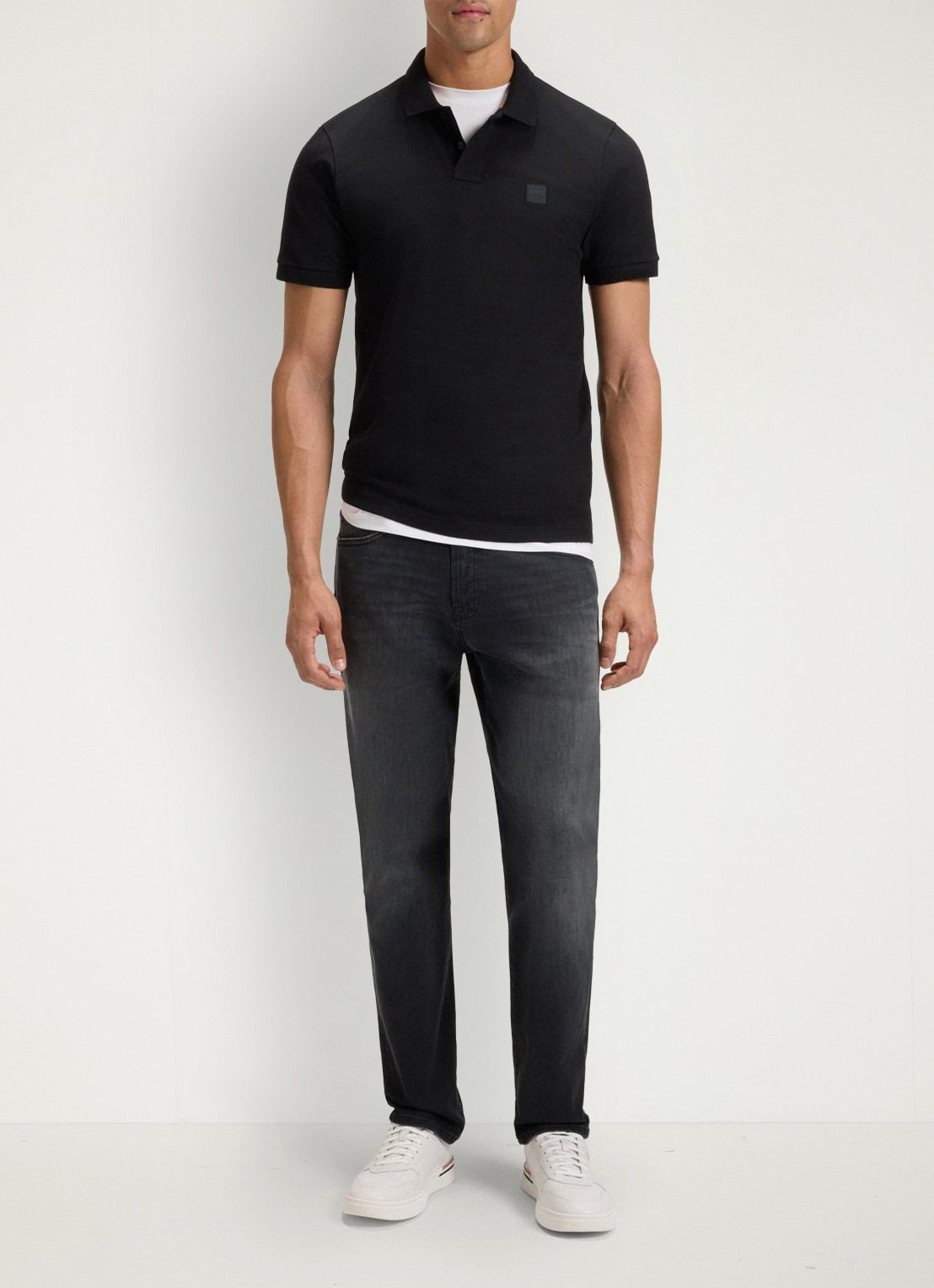 BOSS Re.Maine straight leg jeans met gekleurde wassing - voorkant 3 zwart