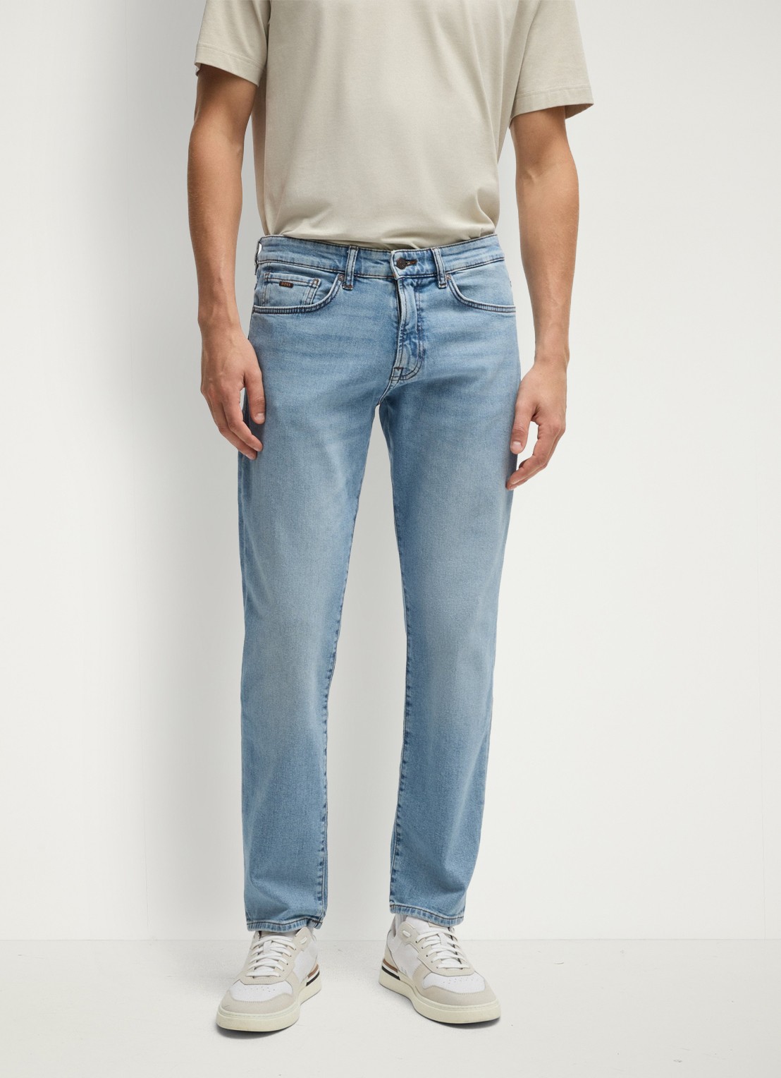 BOSS Re.Maine straight leg jeans met lichte wassing - detail indigo