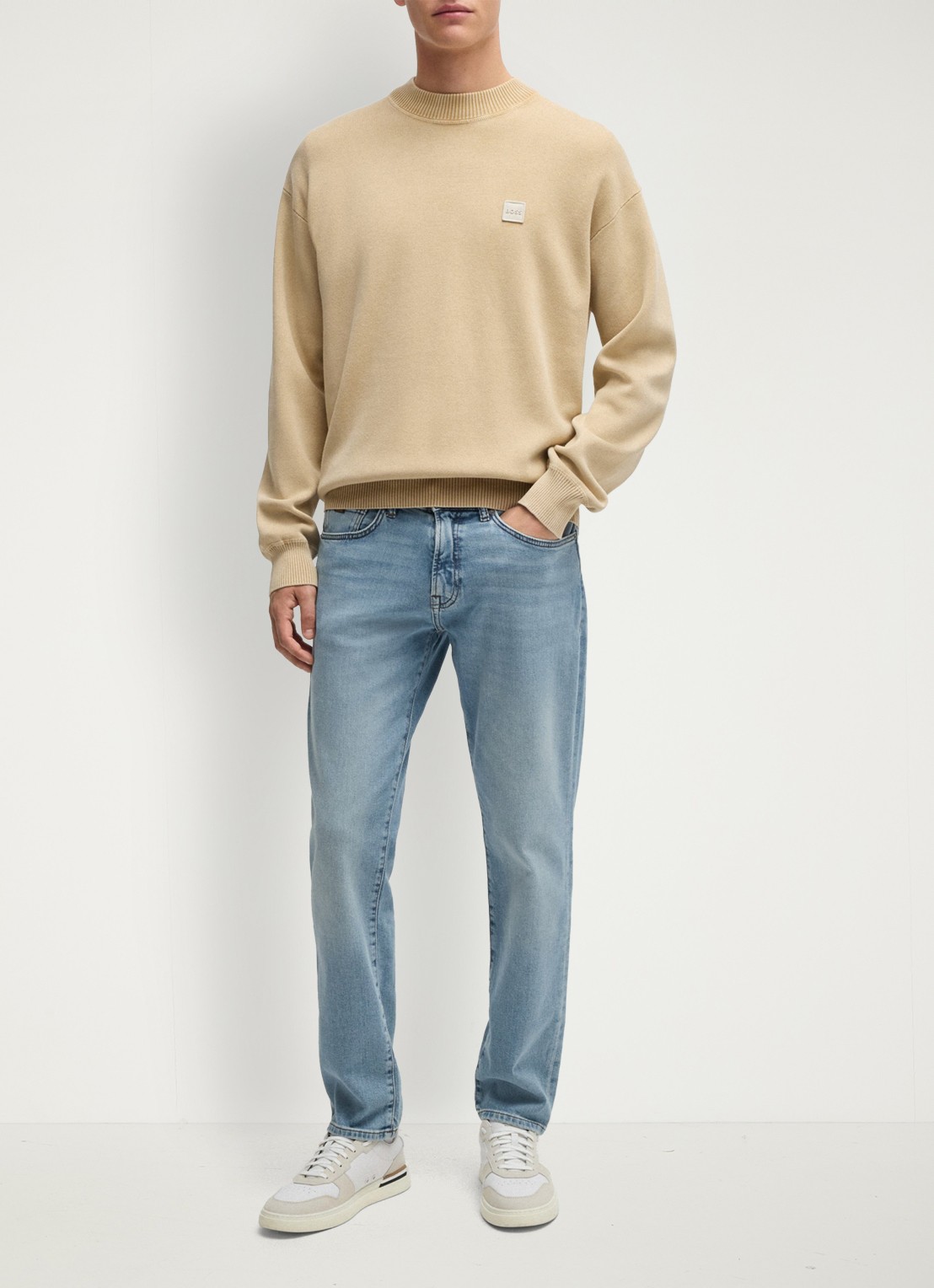 BOSS Re.Maine straight leg jeans met lichte wassing - voorkant 6 indigo