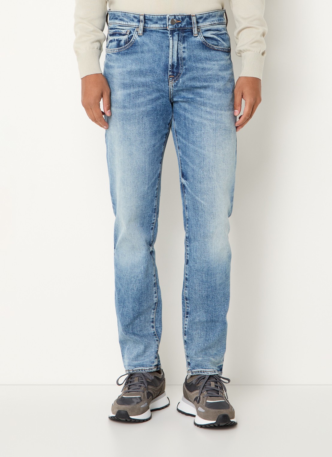 BOSS Re.Maine straight leg jeans met lichte wassing - detail indigo