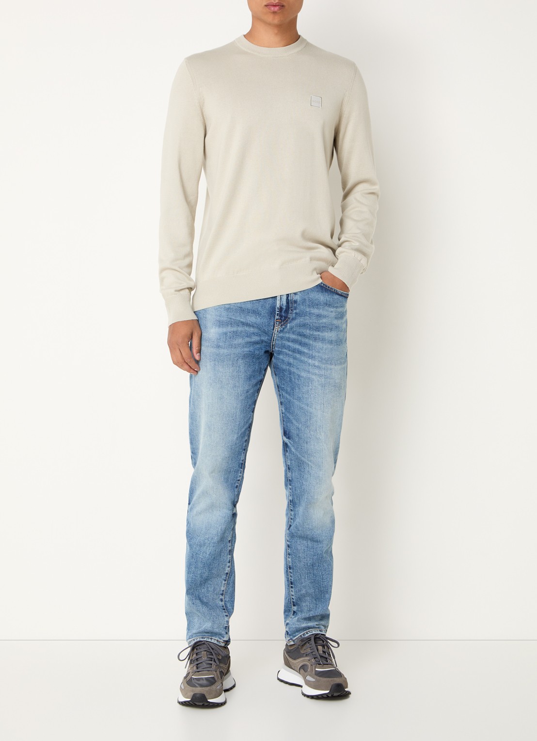 BOSS Re.Maine straight leg jeans met lichte wassing - voorkant 5 indigo