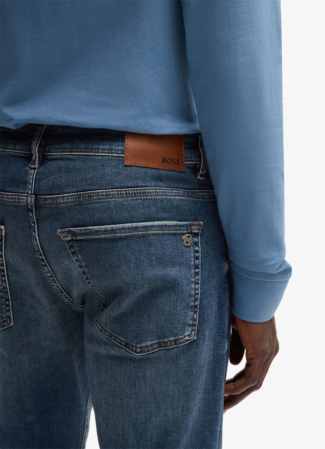 BOSS Re.Maine straight leg jeans met medium wassing - detail 4 indigo