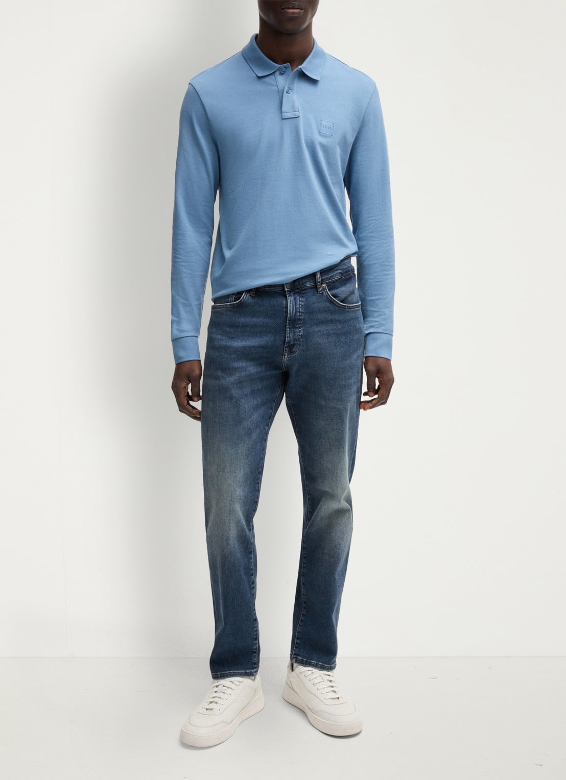 BOSS Re.Maine straight leg jeans met medium wassing - voorkant 6 indigo