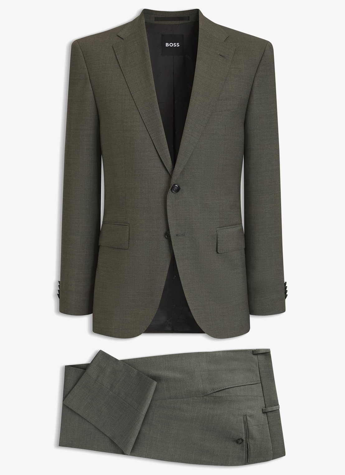 BOSS Regular fit 2-delig pak van gemêleerde stretchwol - voorkant open green-347 / groen