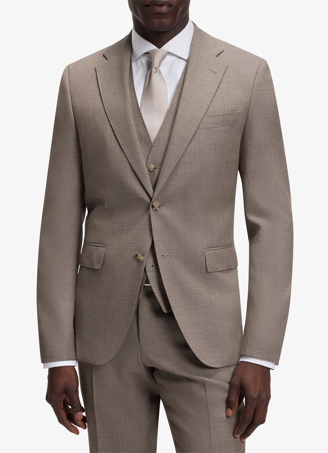 BOSS Regular fit 3-delig pak van scheerwol - detail donkerbeige