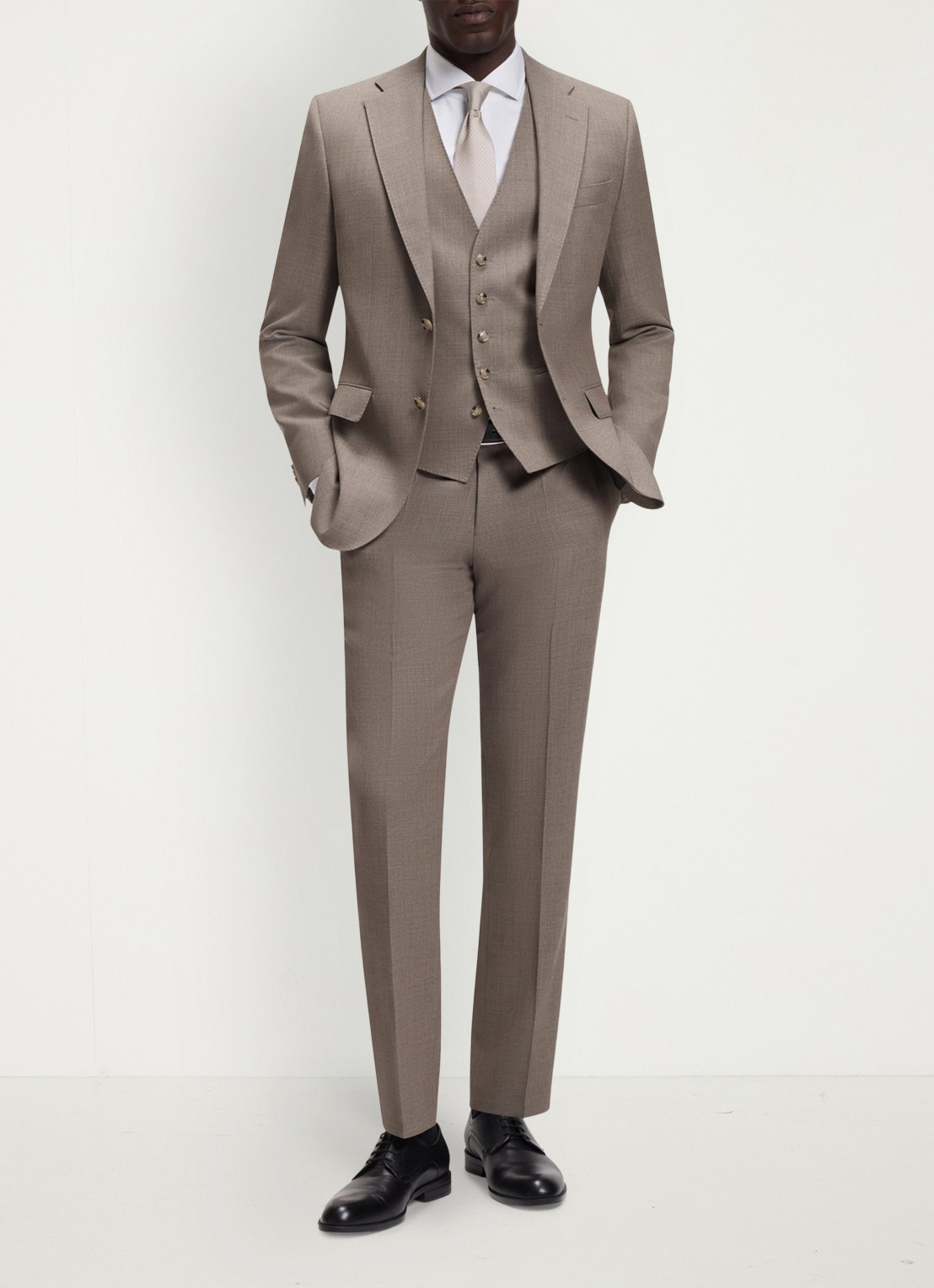 BOSS Regular fit 3-delig pak van scheerwol - voorkant 8 donkerbeige
