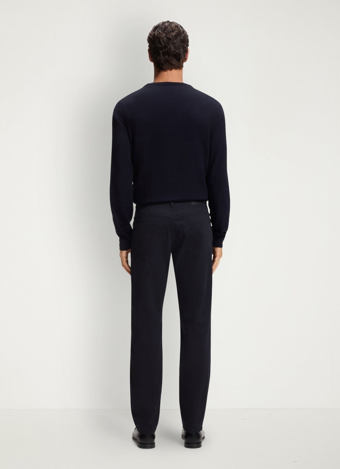 BOSS Regular fit broek met steekzakken - achterkant 4 donkerblauw
