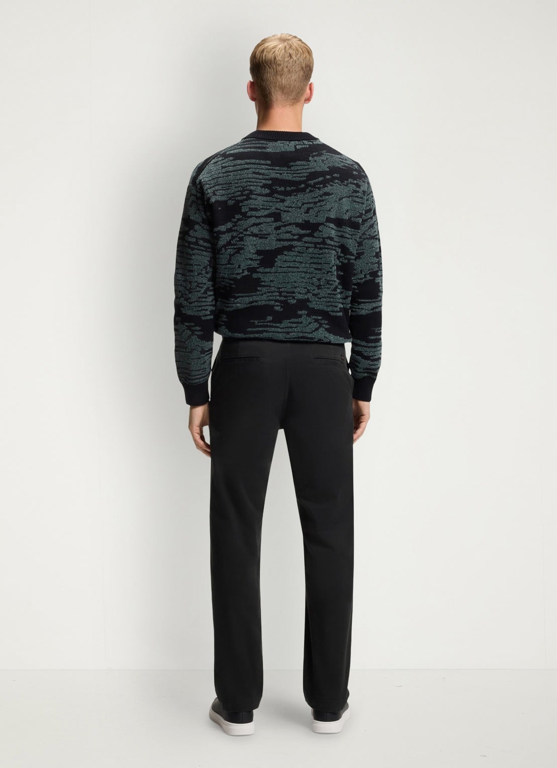 BOSS Regular-fit broek van elastisch katoenen satijn - achterkant zwart