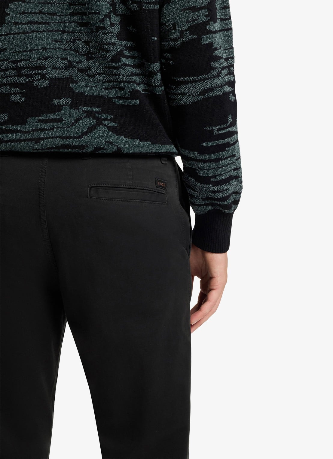 BOSS Regular-fit broek van elastisch katoenen satijn - detail 9 zwart