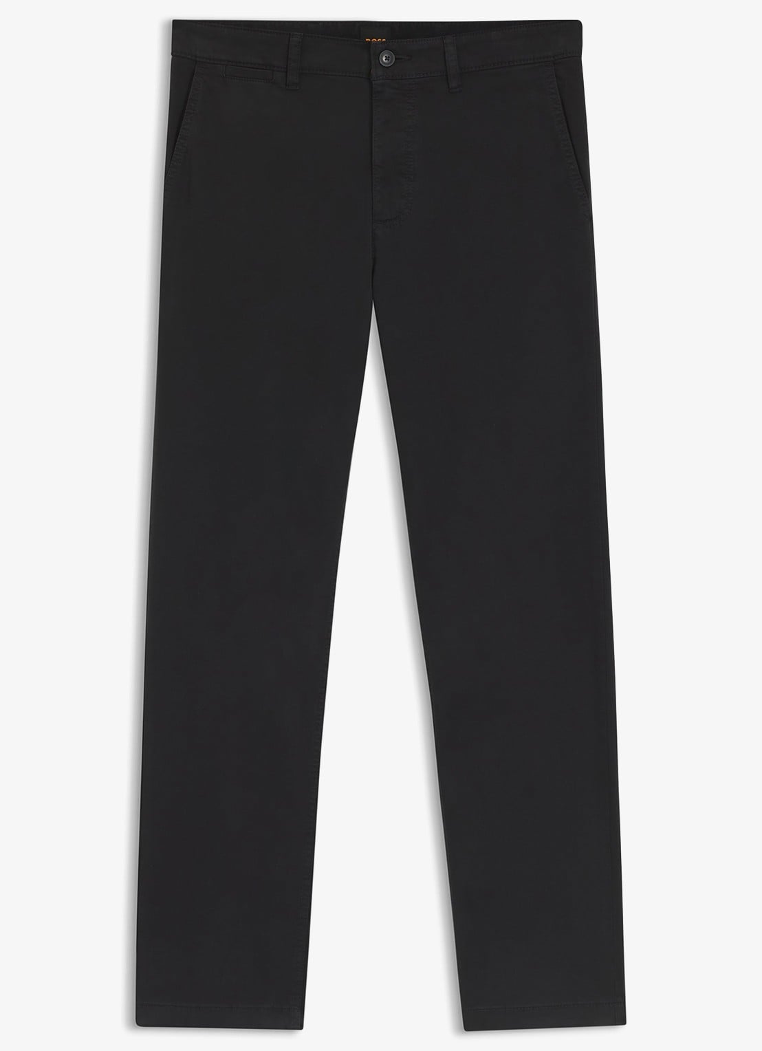 BOSS Regular-fit broek van elastisch katoenen satijn - voorkant 3 zwart