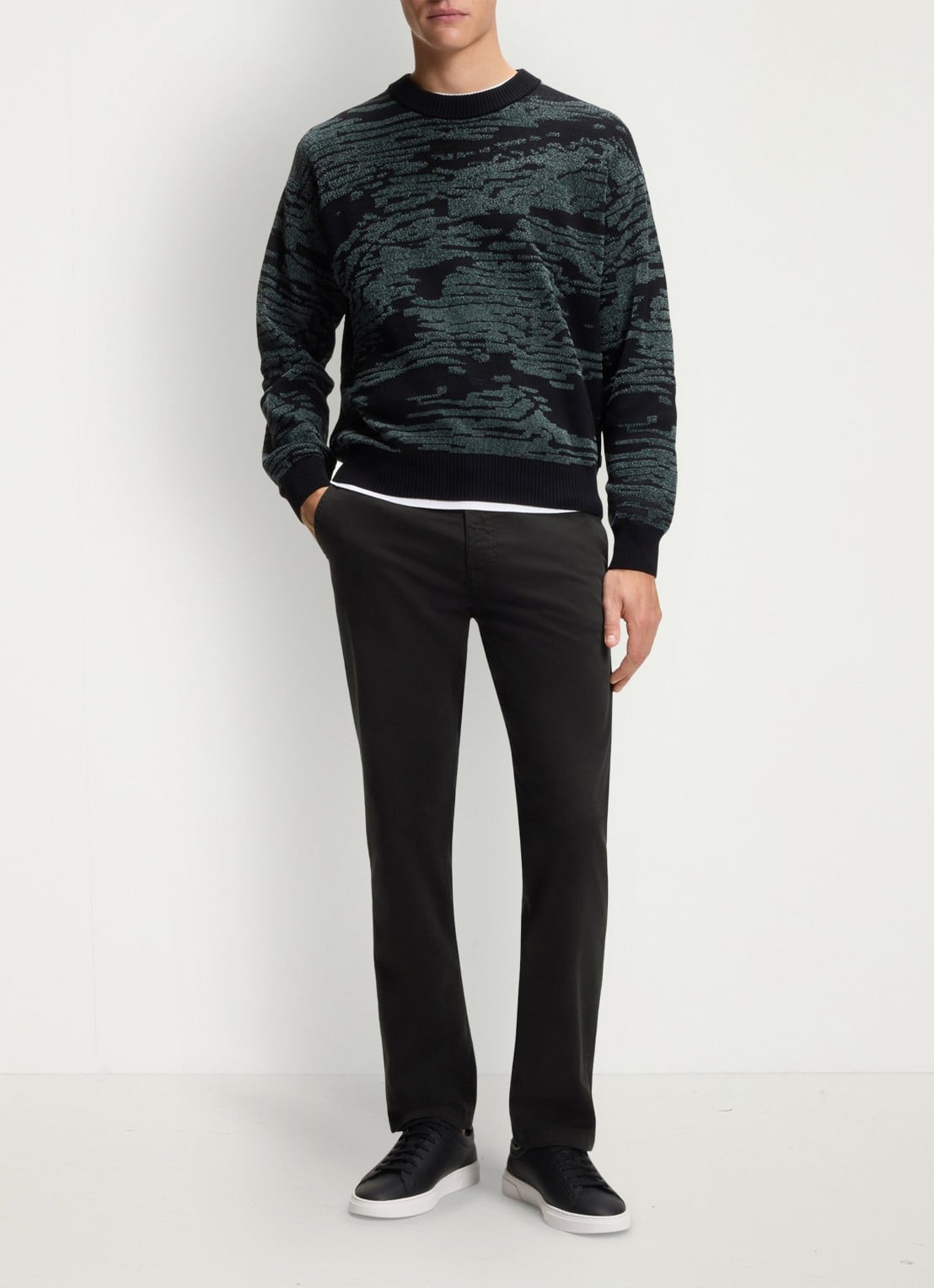 BOSS Regular-fit broek van elastisch katoenen satijn - voorkant 4 zwart