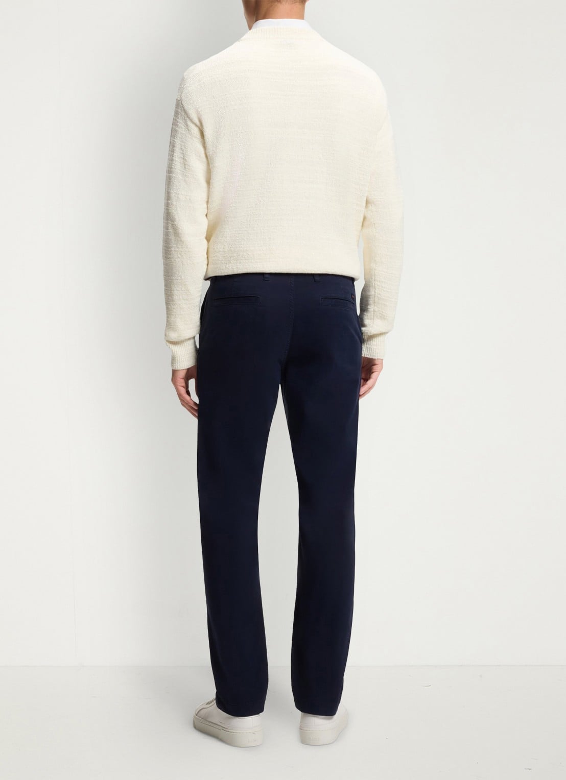 BOSS Regular-fit broek van elastisch katoenen satijn - achterkant 9 donkerblauw