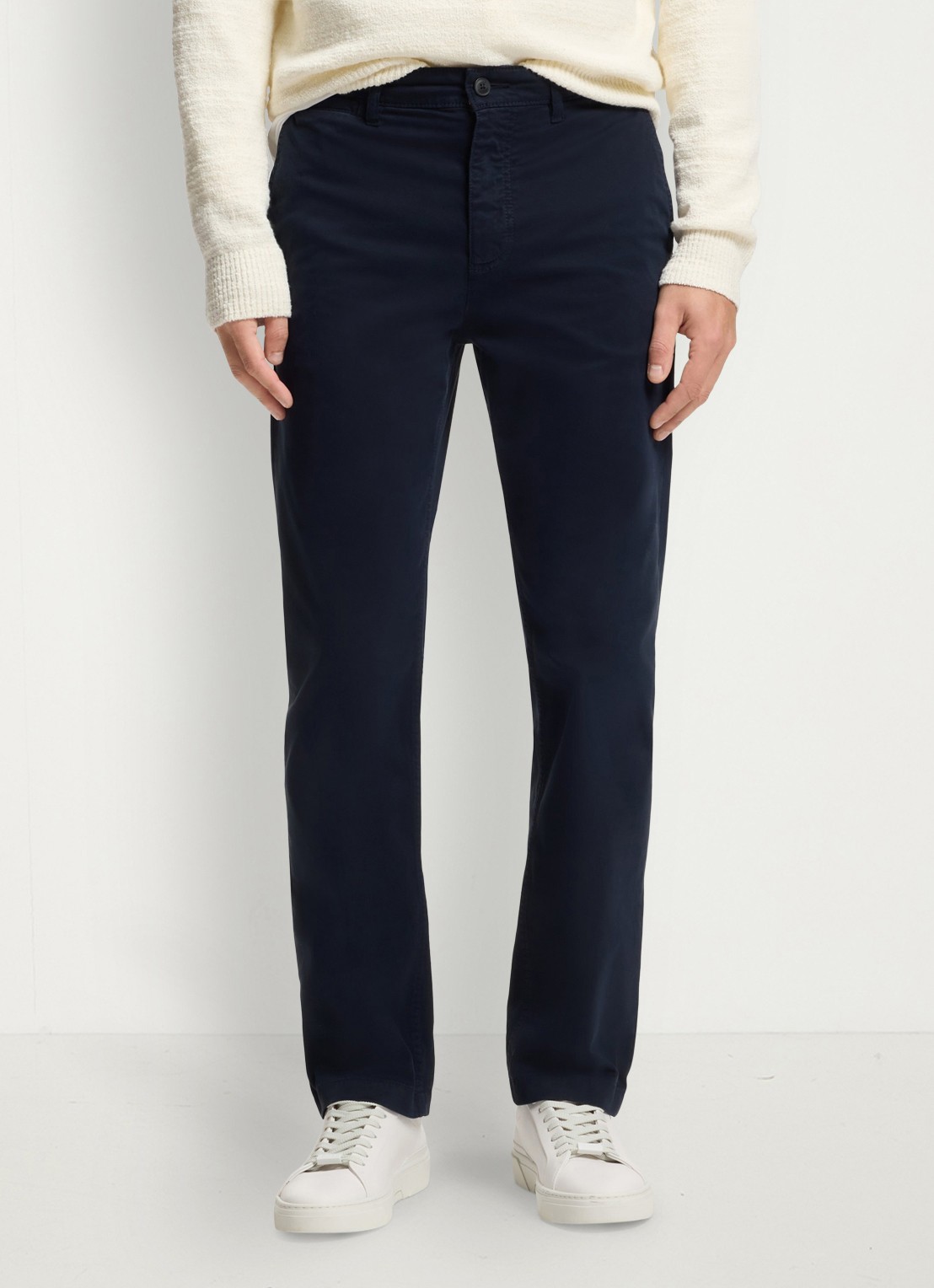 BOSS Regular-fit broek van elastisch katoenen satijn - detail donkerblauw
