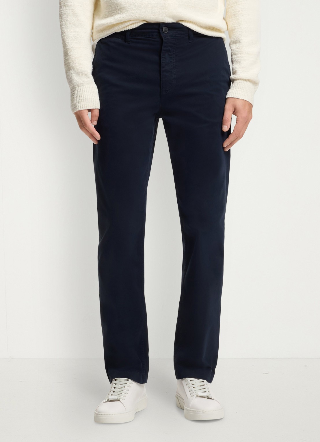 BOSS Regular-fit broek van elastisch katoenen satijn - detail 4 donkerblauw