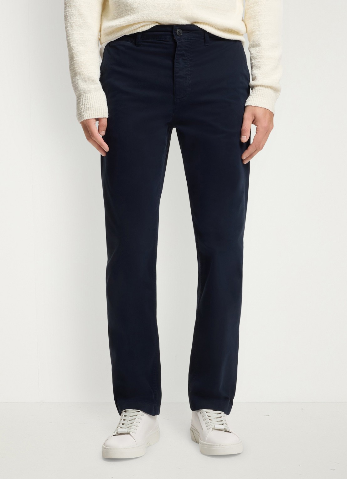 BOSS Regular-fit broek van elastisch katoenen satijn - detail donkerblauw