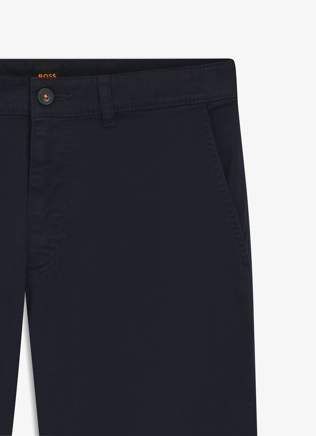 BOSS Regular-fit broek van elastisch katoenen satijn - detail 5 donkerblauw
