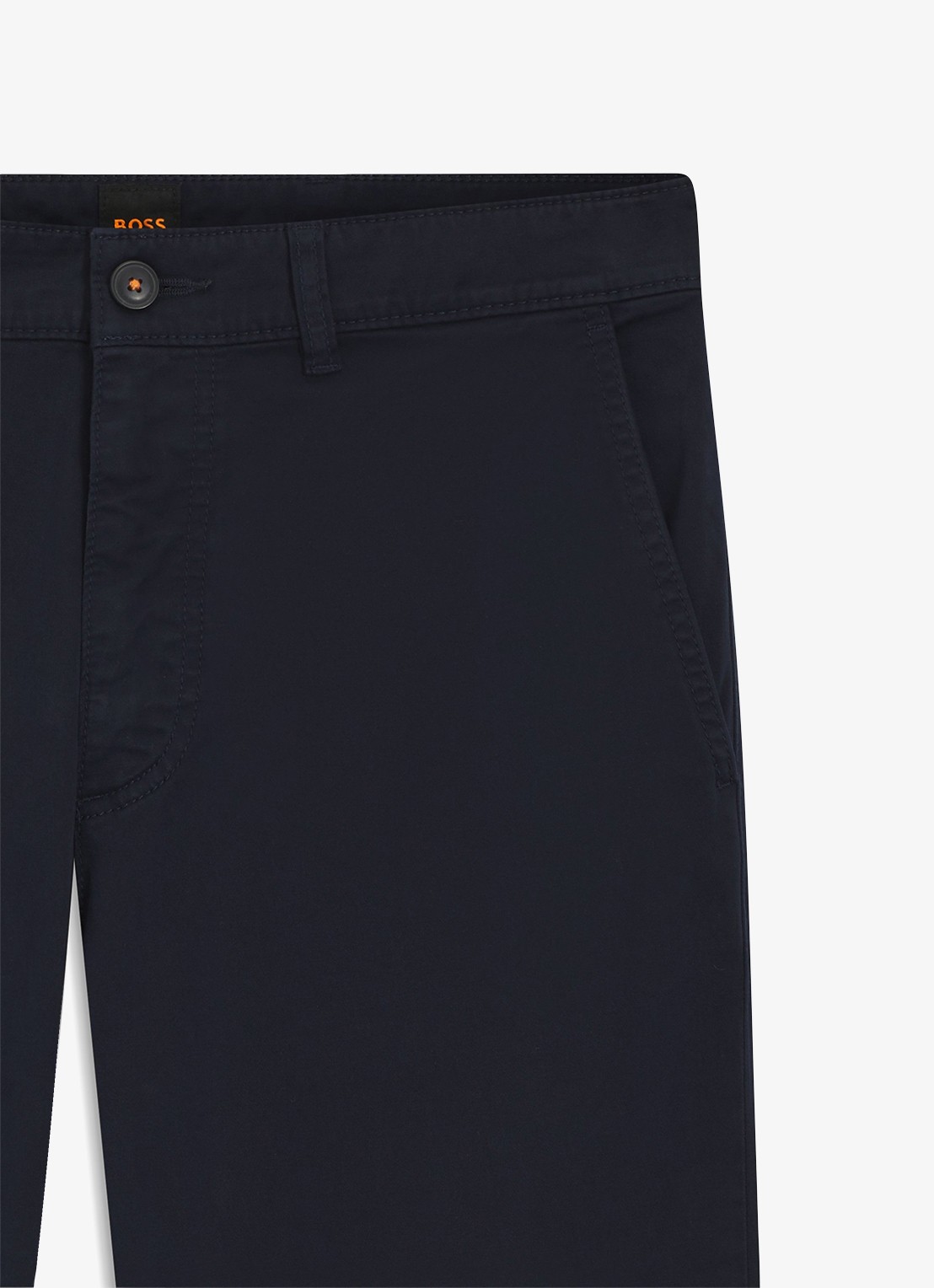 BOSS Regular-fit broek van elastisch katoenen satijn - detail 3 donkerblauw
