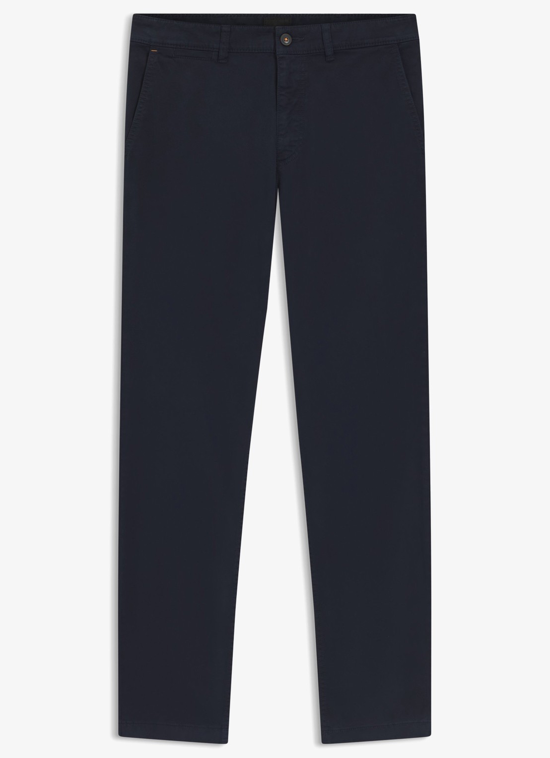 BOSS Regular-fit broek van elastisch katoenen satijn - voorkant donkerblauw