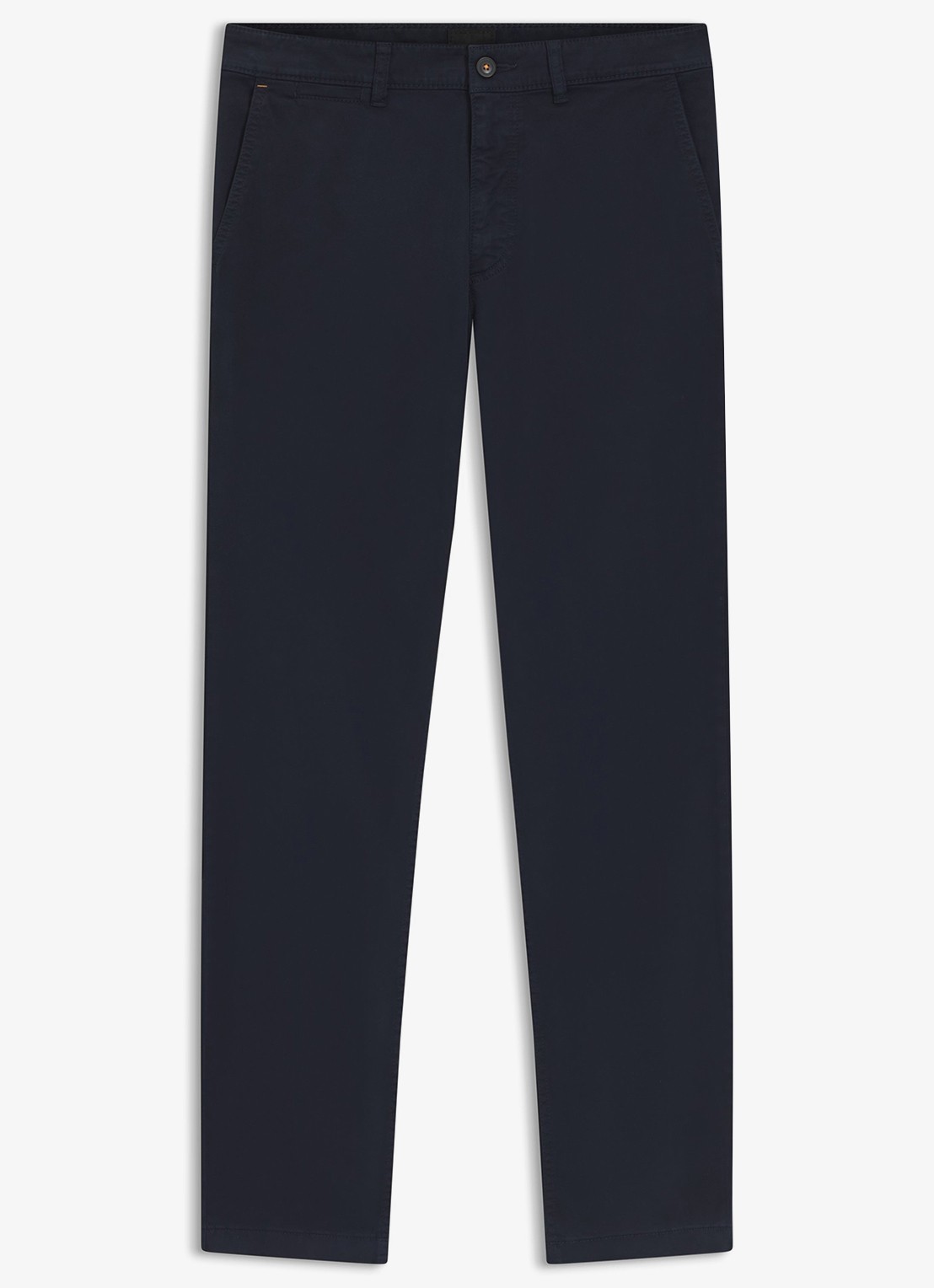 BOSS Regular-fit broek van elastisch katoenen satijn - voorkant 6 donkerblauw
