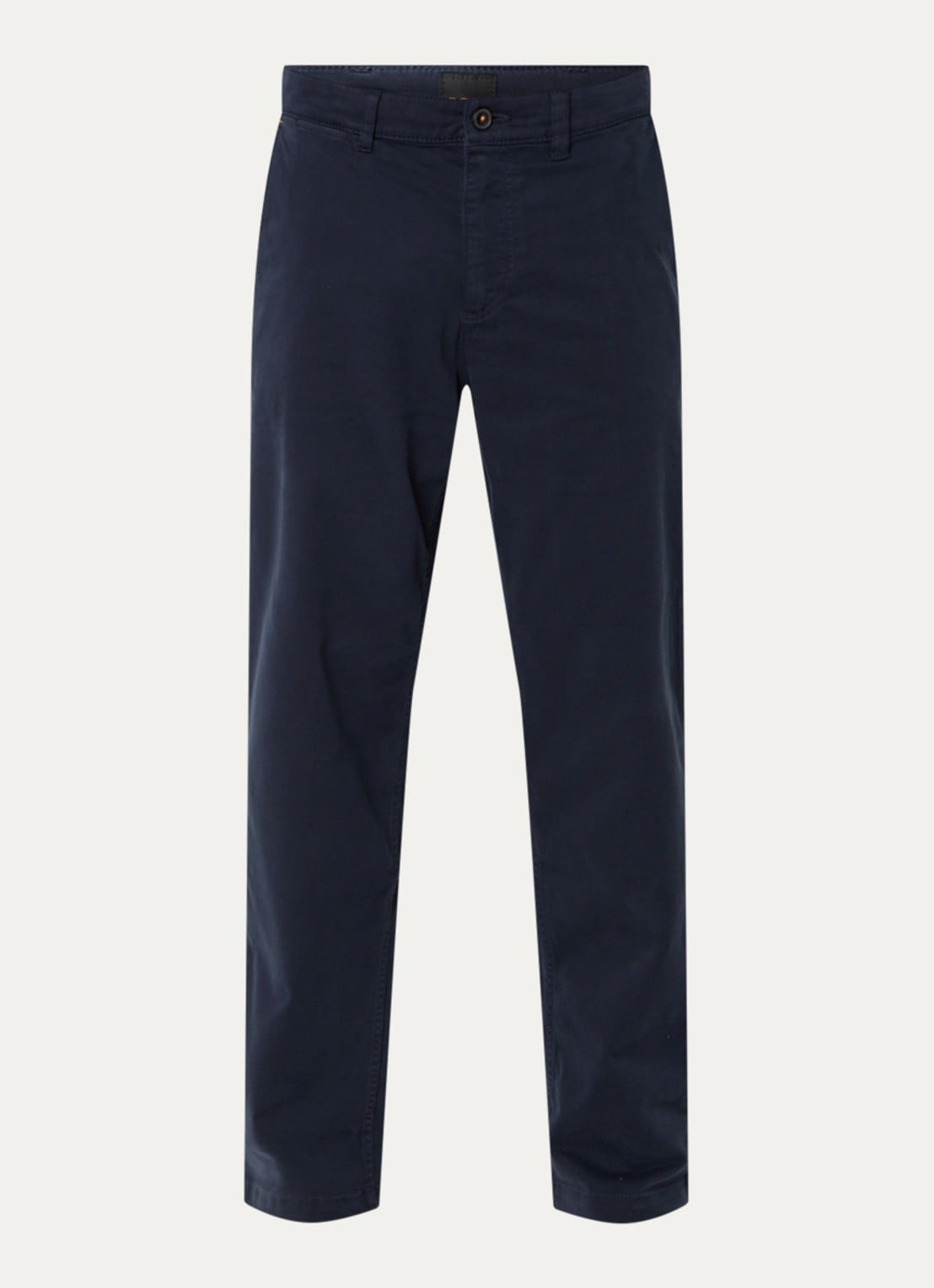 BOSS Regular-fit broek van elastisch katoenen satijn - voorkant 10 donkerblauw