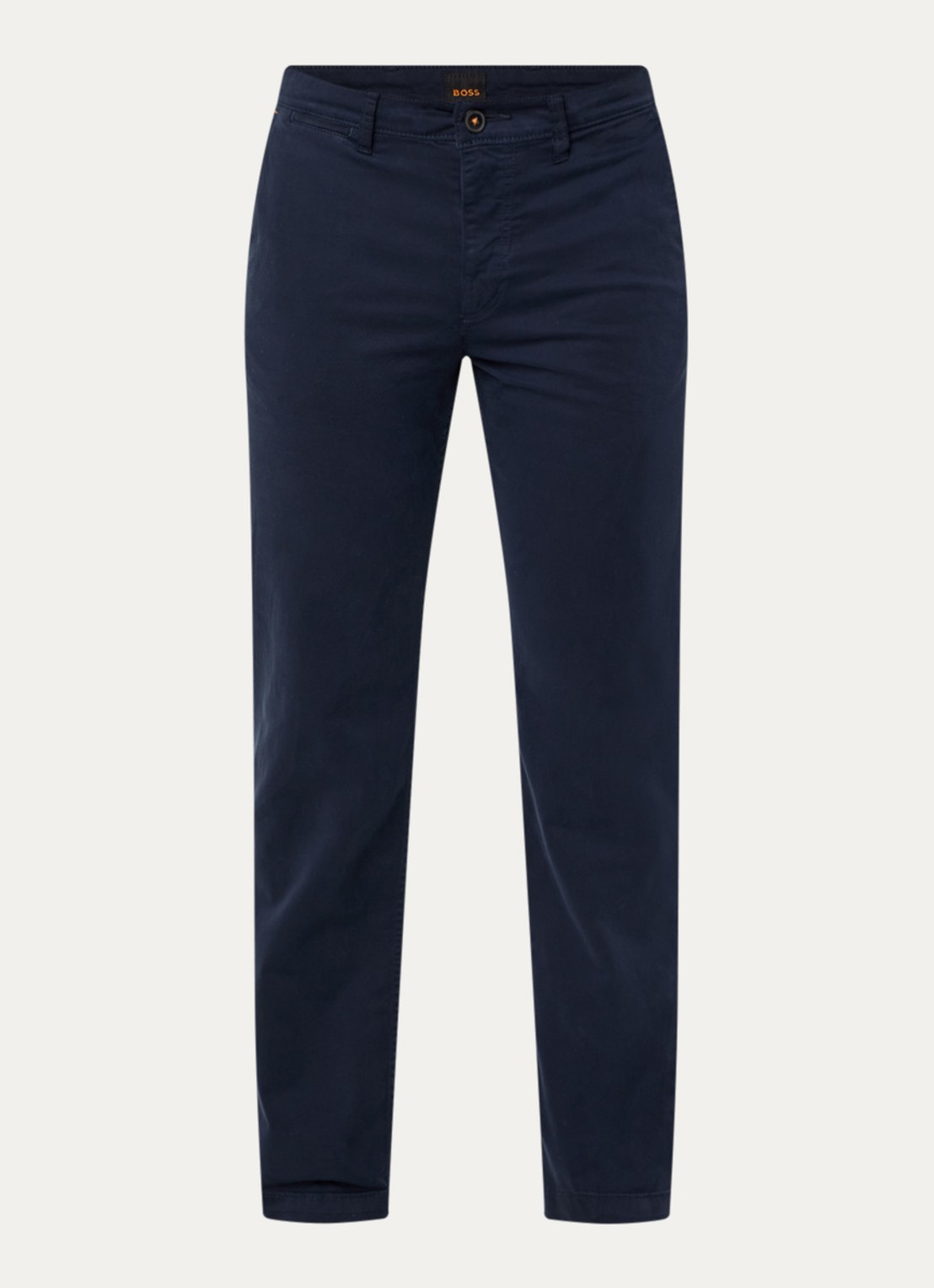 BOSS Regular-fit broek van elastisch katoenen satijn - voorkant 2 middenblauw
