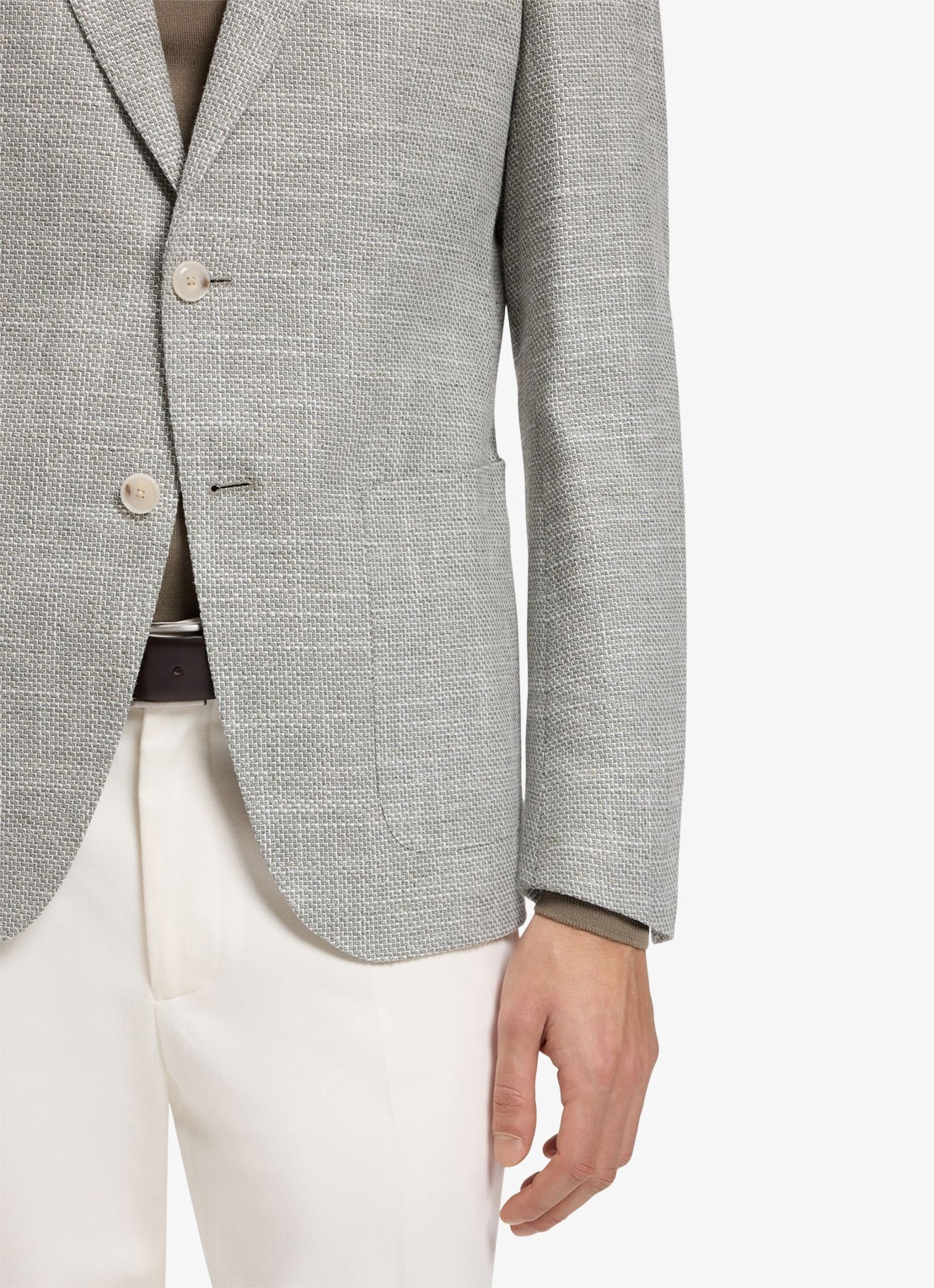 BOSS Regular fit colbert in linnenblend - detail 3 grijs