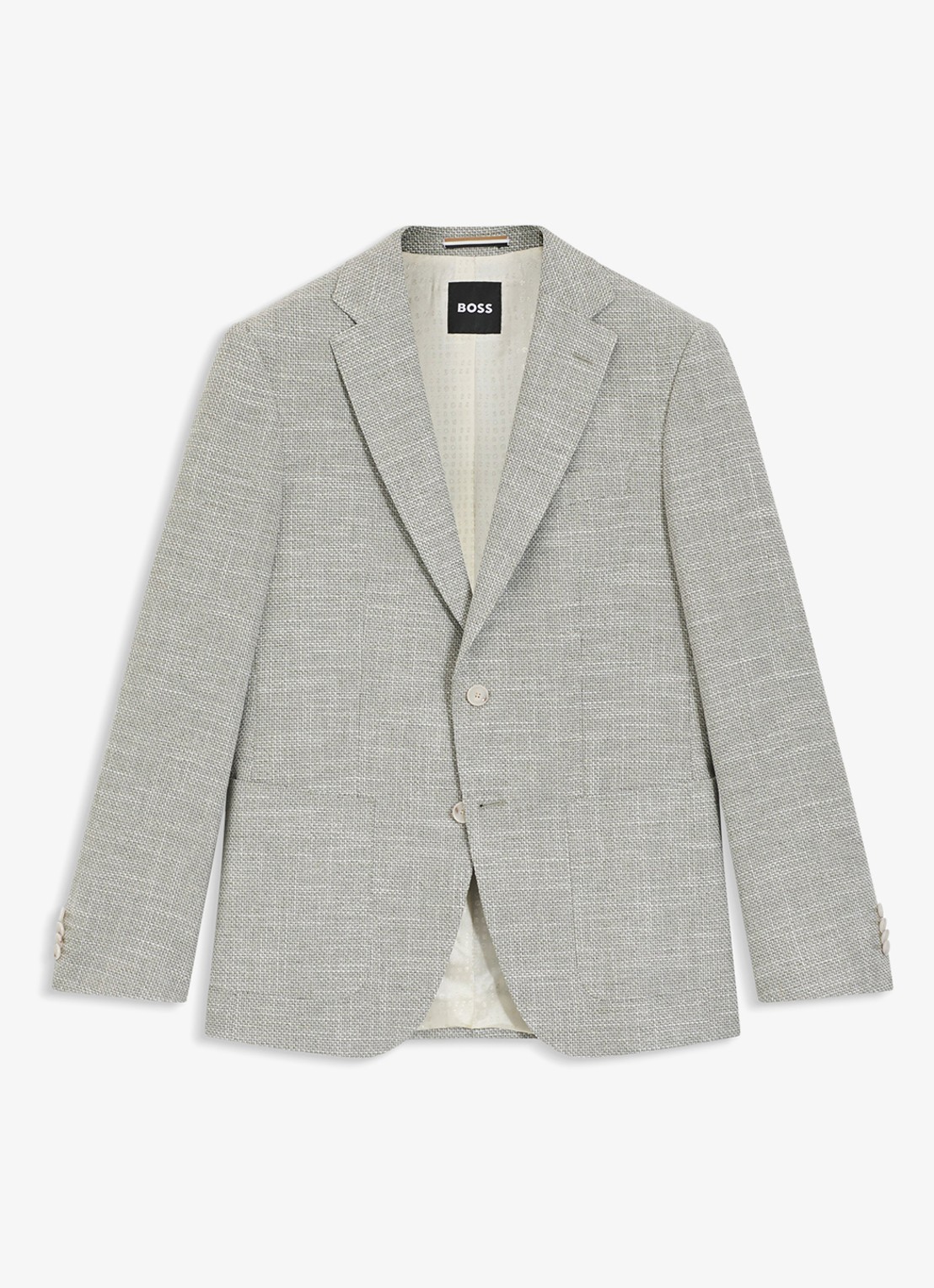 BOSS Regular fit colbert in linnenblend - voorkant 5 grijs