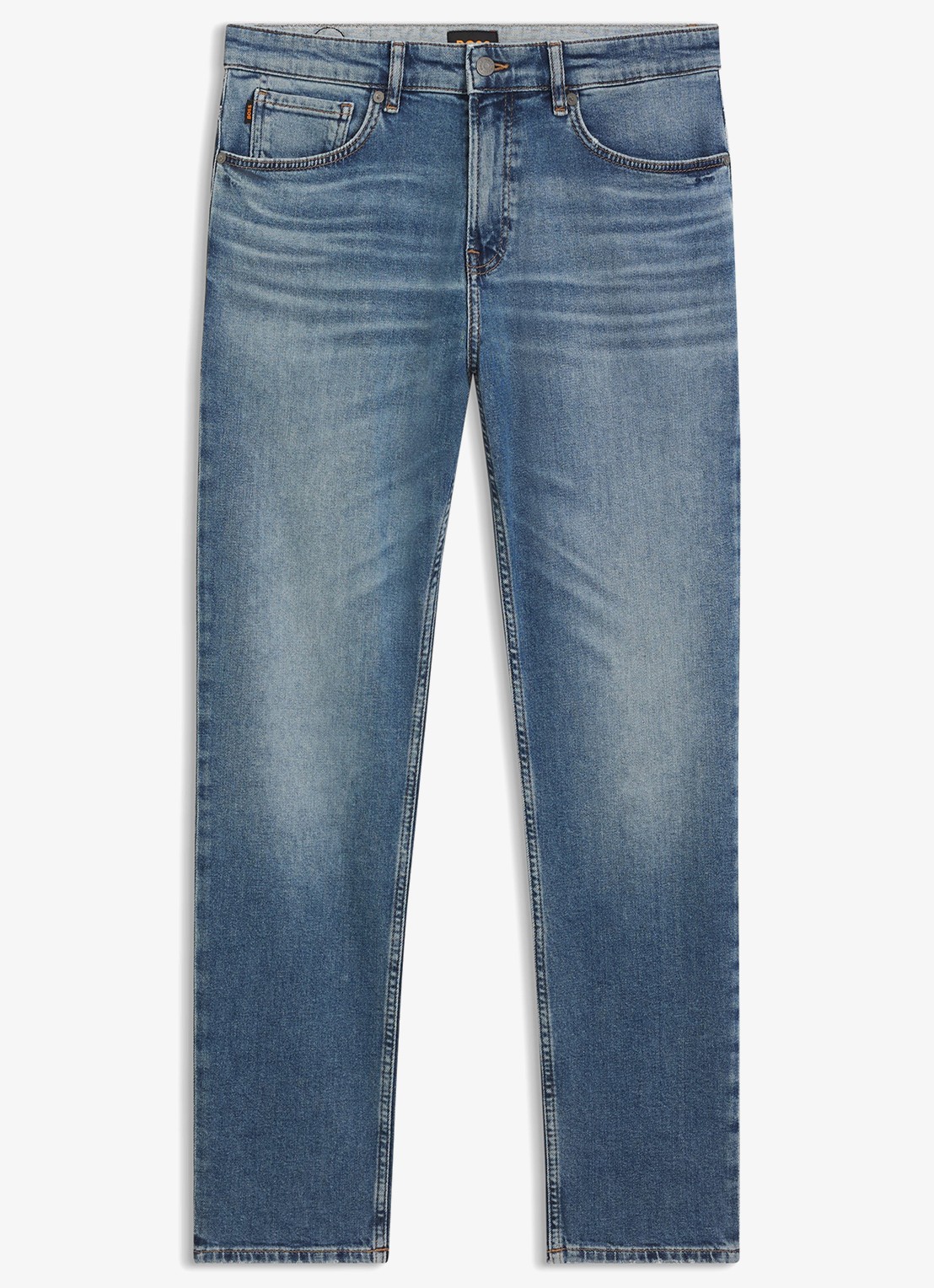 BOSS Regular fit jeans met steekzakken - voorkant indigo