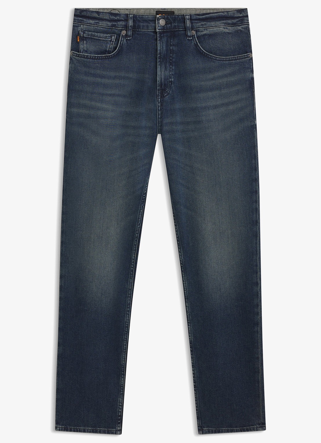 BOSS Regular fit jeans met steekzakken - voorkant 4 donkerblauw