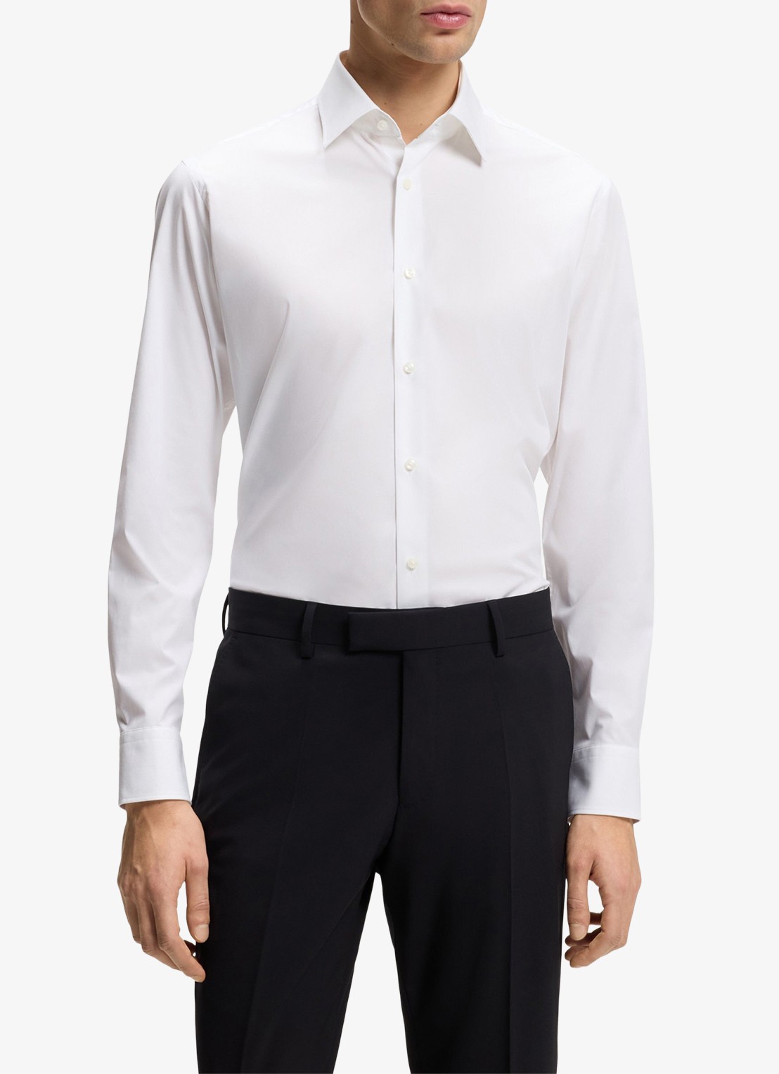 BOSS Regular fit overhemd in katoenblend - detail 3 wit
