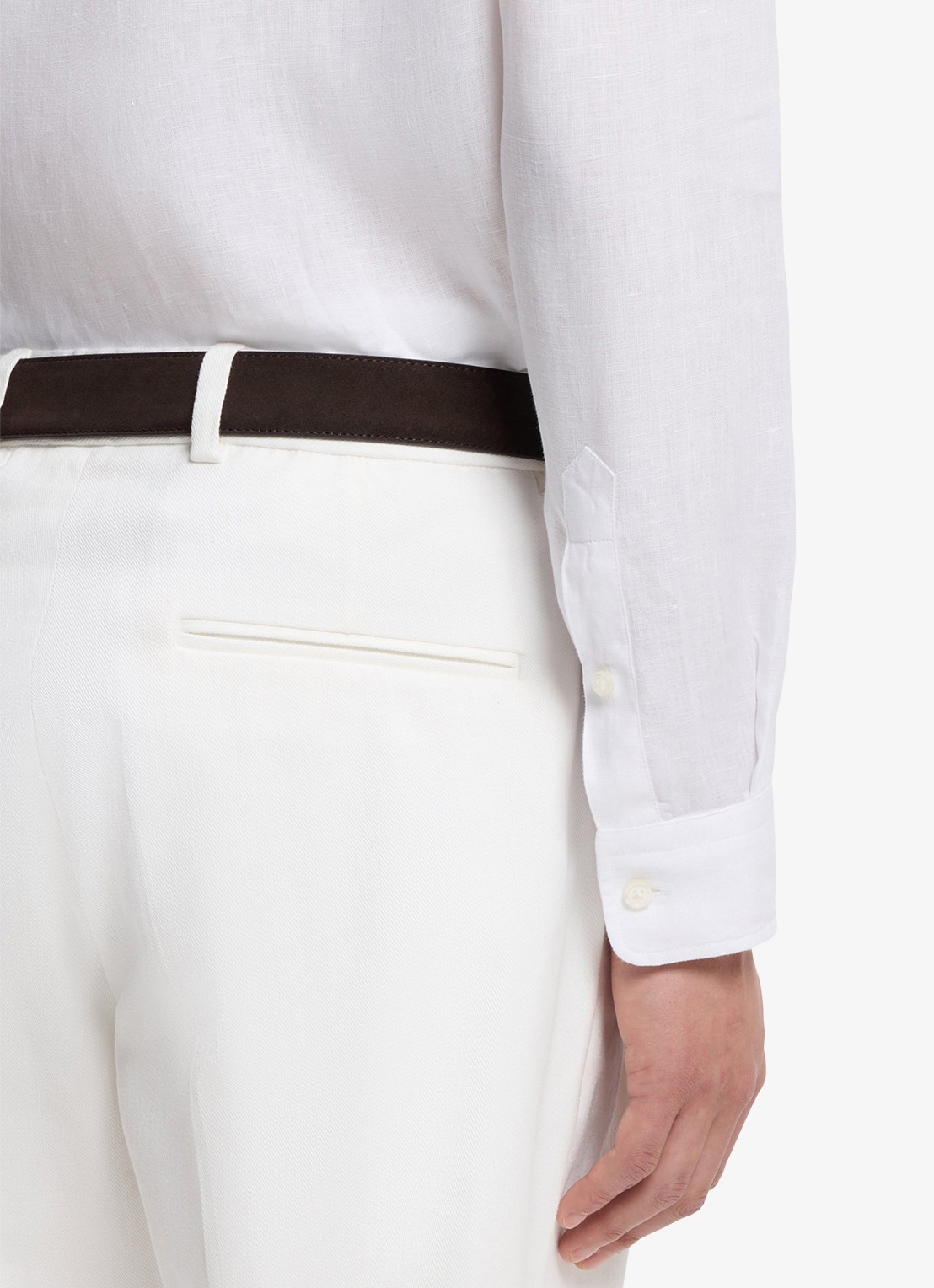 BOSS Regular fit overhemd in linnen met kent kraag - detail 3 wit