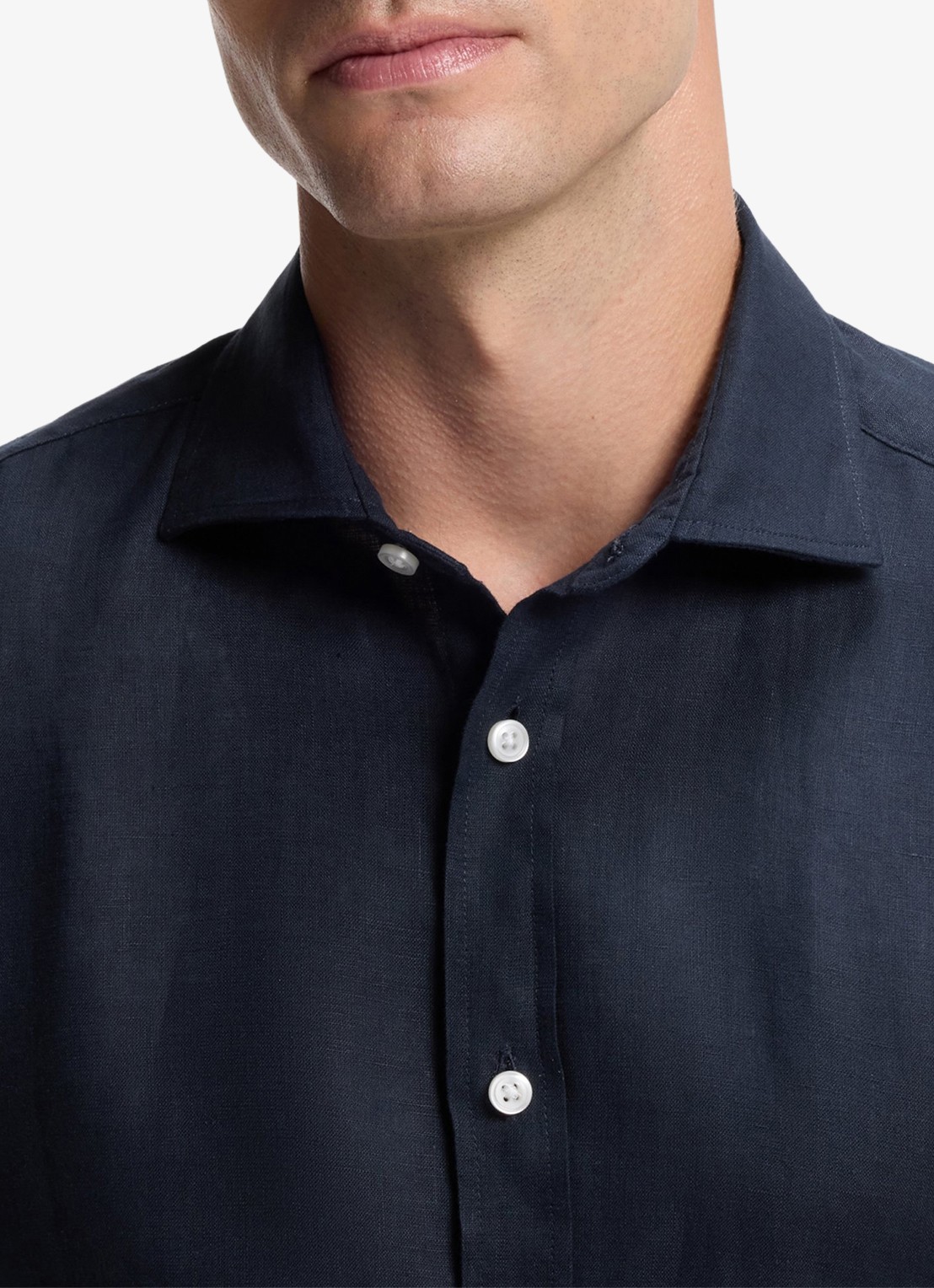 BOSS Regular fit overhemd in linnen met kent kraag - detail 2 blauw