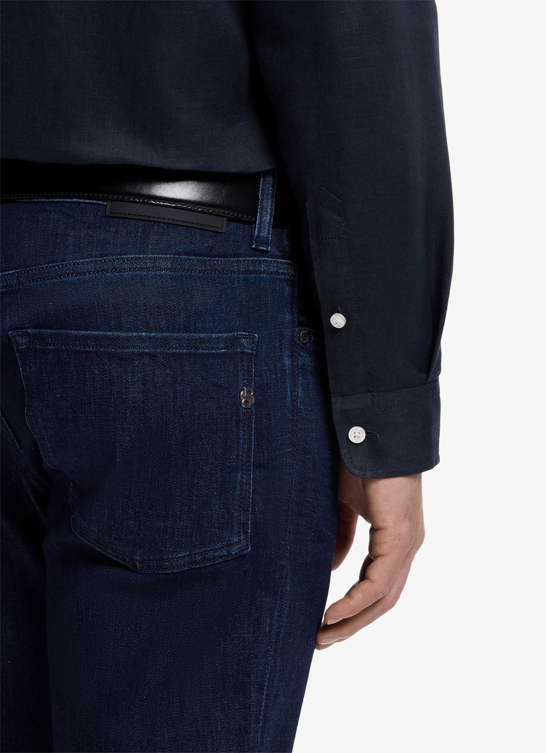 BOSS Regular fit overhemd in linnen met kent kraag - detail 3 blauw