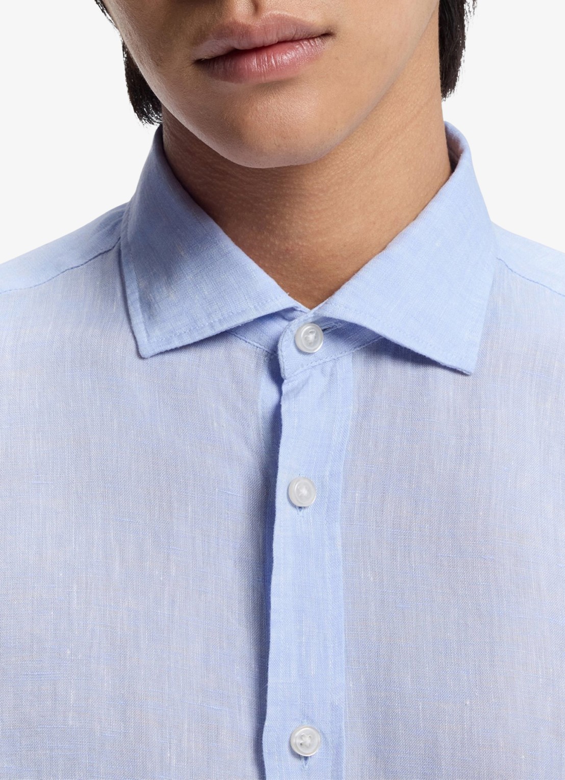 BOSS Regular fit overhemd in linnen met kent kraag - detail 5 lichtblauw