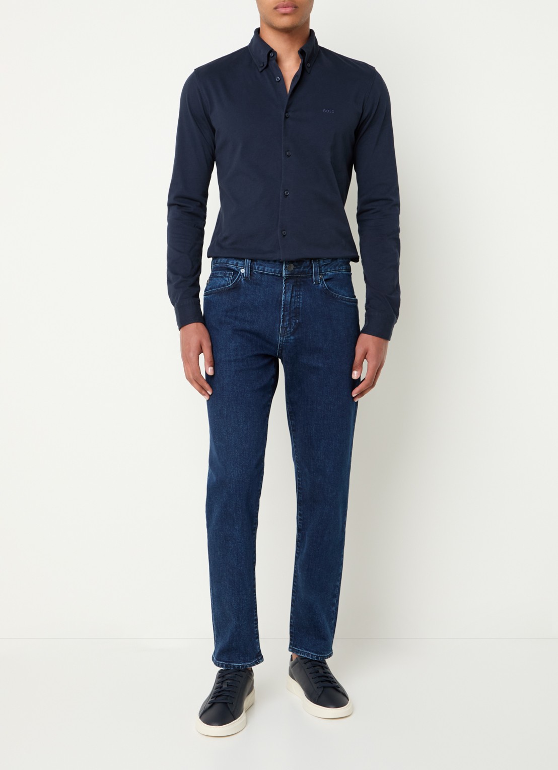 BOSS Regular fit overhemd met logo - voorkant 4 donkerblauw
