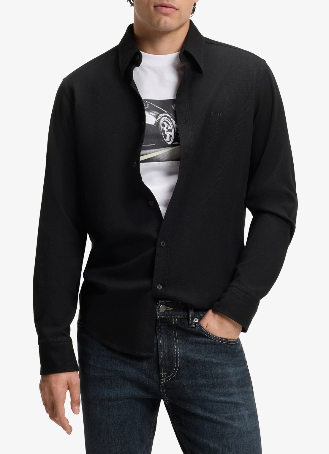 BOSS Regular fit overhemd met logo - detail 4 zwart