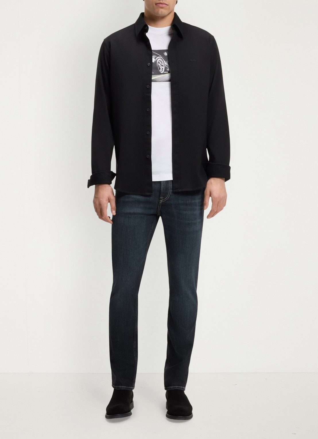 BOSS Regular fit overhemd met logo - voorkant 3 zwart