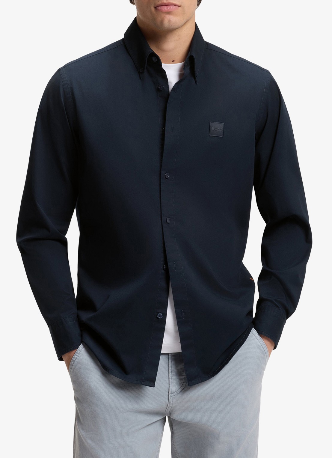 BOSS Regular fit overhemd met logo - detail 3 blauw