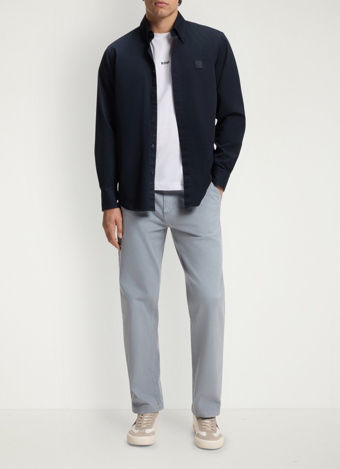 BOSS Regular fit overhemd met logo - voorkant 2 blauw