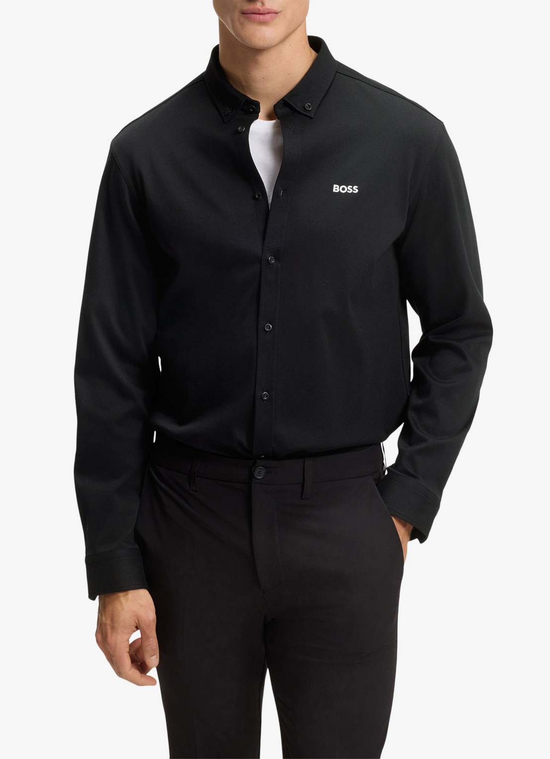 BOSS Regular fit overhemd met logo - detail zwart