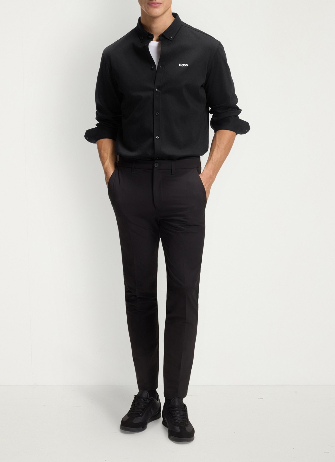 BOSS Regular fit overhemd met logo - voorkant 6 zwart
